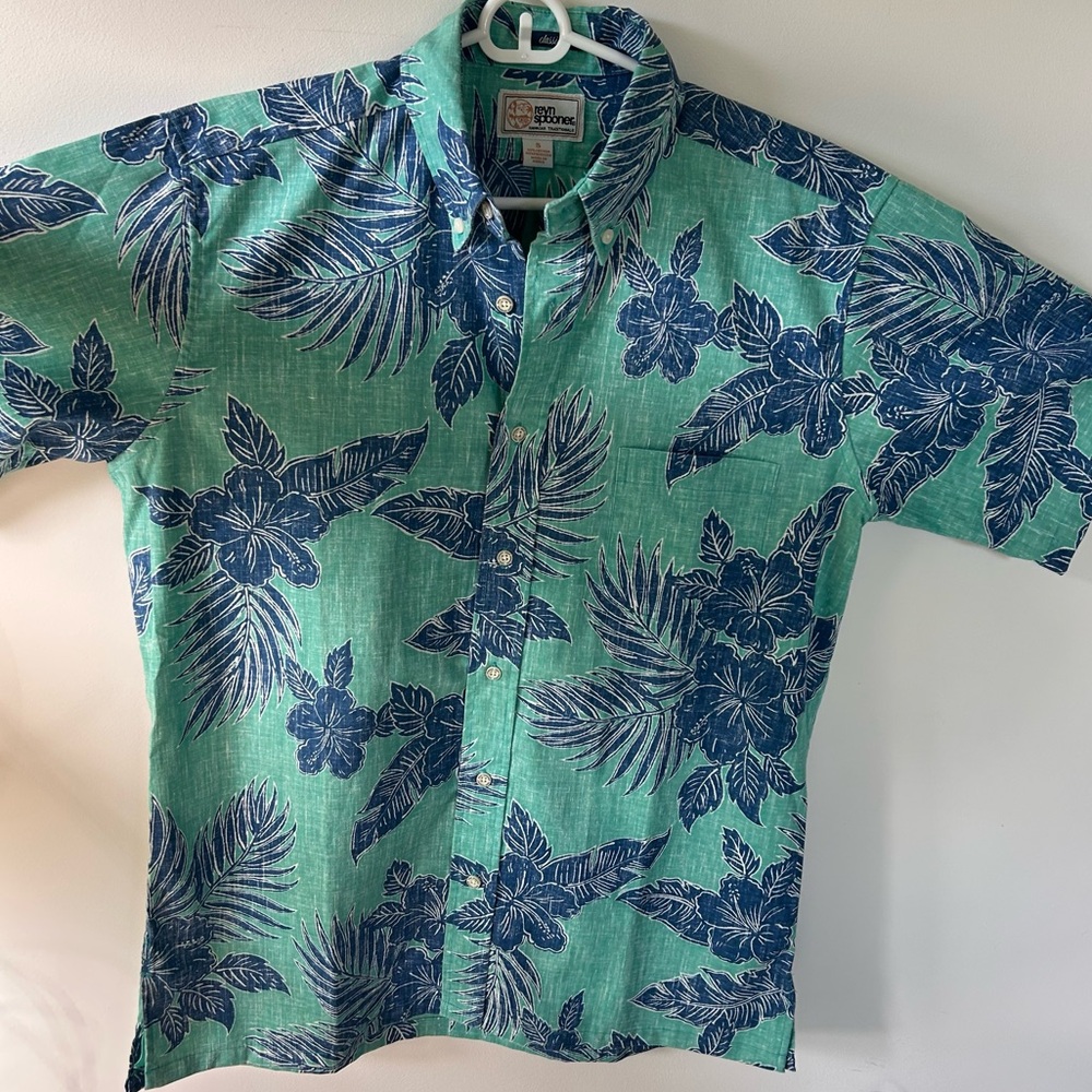 reyn spooner Teal & Navy Tropical Floral Button-Down Shirt